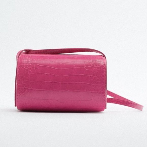 NEW ZARA‎ RIGID BOX CROSSBODY BAG PINK 11.5 x 18 x 6 cm - Picture 1 of 5